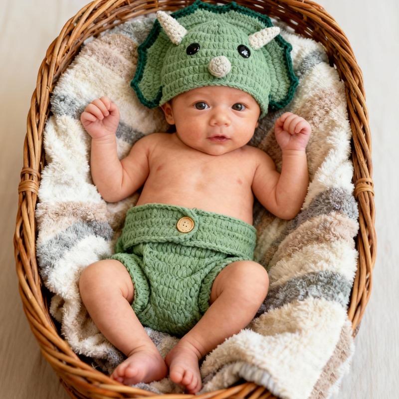 Photography Outfits - 2 stücke Häkeln Dinosaurier Neugeborenen Fotografie