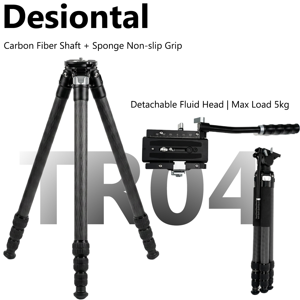Camera Tripod Carbon - Professionelles Stativ aus Kohlefaser mit 360-Grad-Drehverstellung