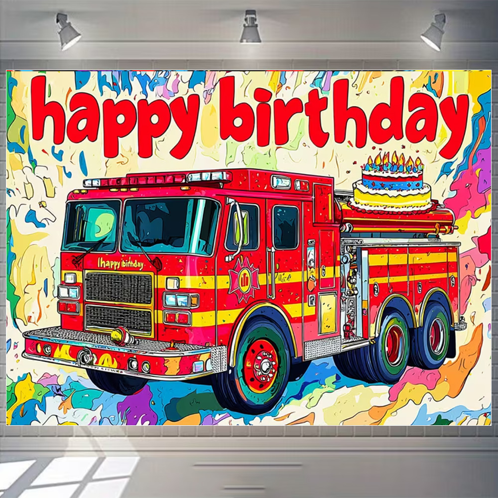 Cartoon Feuerwehrauto Thema Ju – Photography Sport Bewertung und Preis