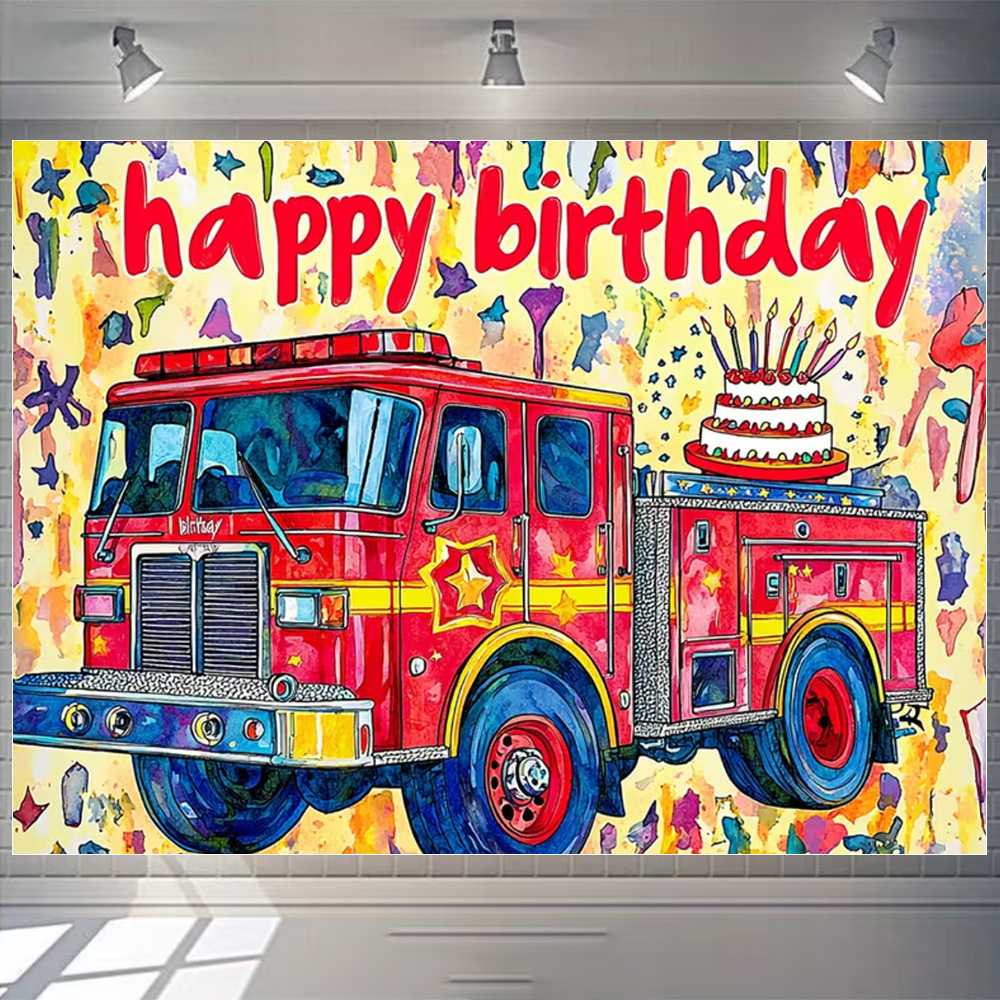 Cartoon Feuerwehrauto Thema Ju – Photography Sport Bewertung und Preis