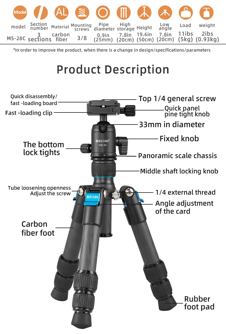 Mini-Stativ aus Kohlefaser, ko – Camera Tripod Carbon Bewertung und Preis